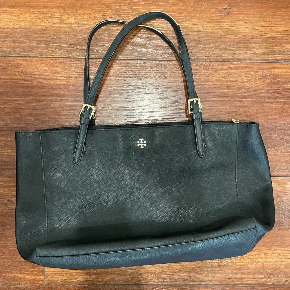 Tory Burch Black Leather Tote Bag